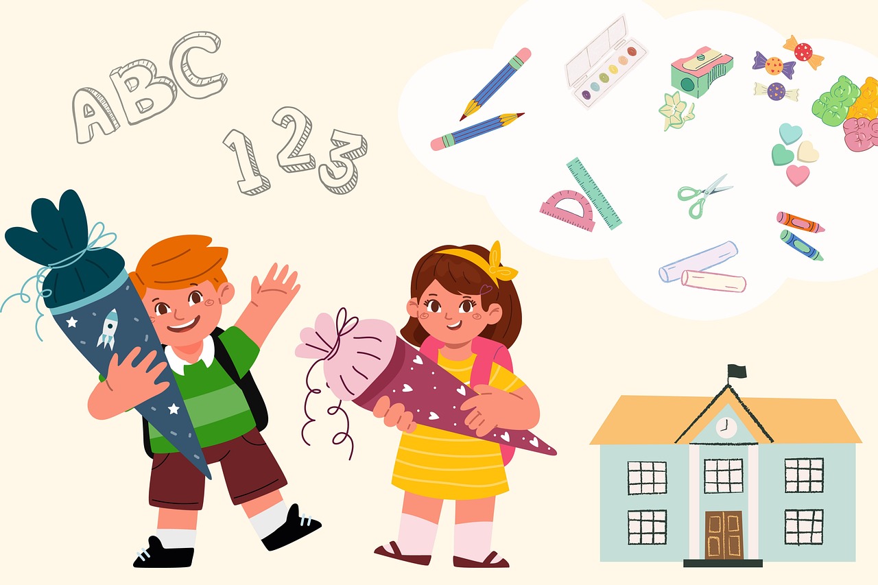 Free school children back to school illustration